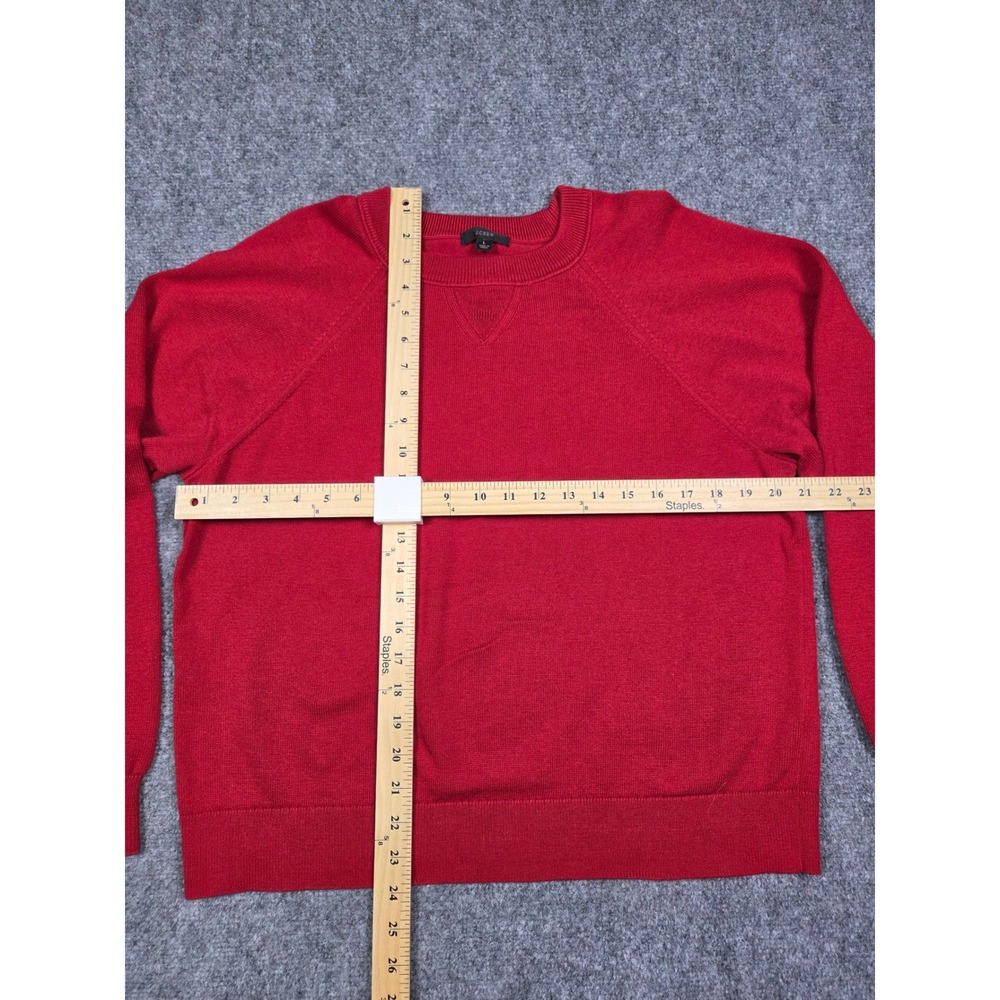 J.Crew Sweater Womens‎ Large Red Cotton Cashmere Raglan Crewneck Re-Imagined - Picture 3 of 9